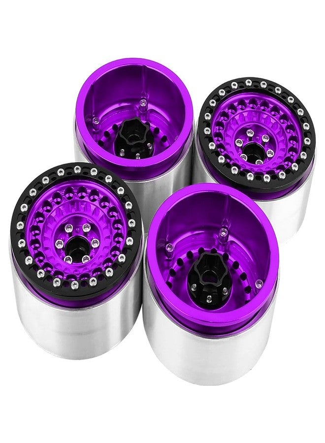 Pothyes Aluminum Circular Step Subsidence 2.2" Beadlock Wheel Rim for 1/10 SCX10 I II III Capra TRX4 VS4-10 Gen8 RC Crawler Upgrade (Purple) - Image 3
